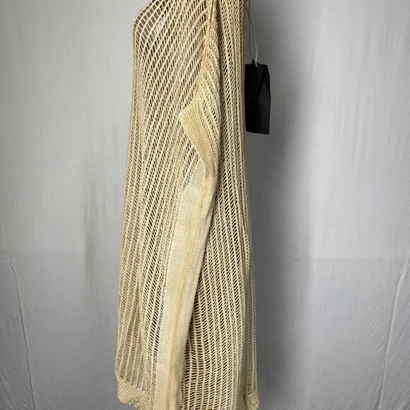 Sanctamuerte Women's Long Mesh Maxi Sweater Size S Sand Shell/Gold – V-Neck, - Picture 8 of 9